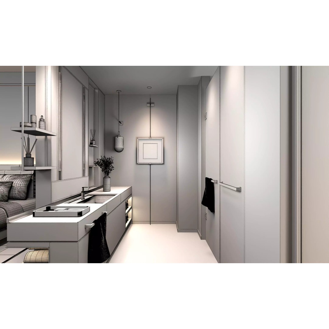 Hotel Bedroom 3D Model – Low Poly Interior Design, FBX, OBJ - View 15