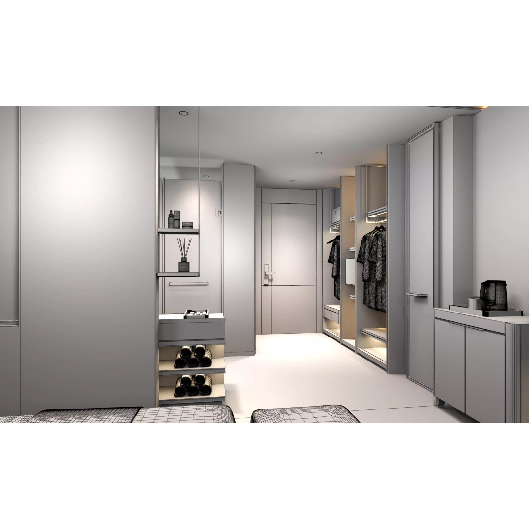 Hotel Bedroom 3D Model – Low Poly Interior Design, FBX, OBJ - View 16