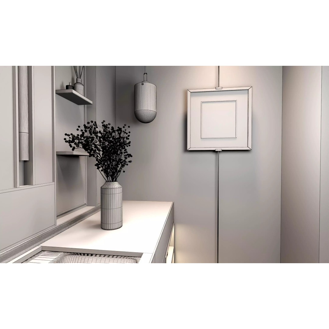 Hotel Bedroom 3D Model – Low Poly Interior Design, FBX, OBJ - View 23