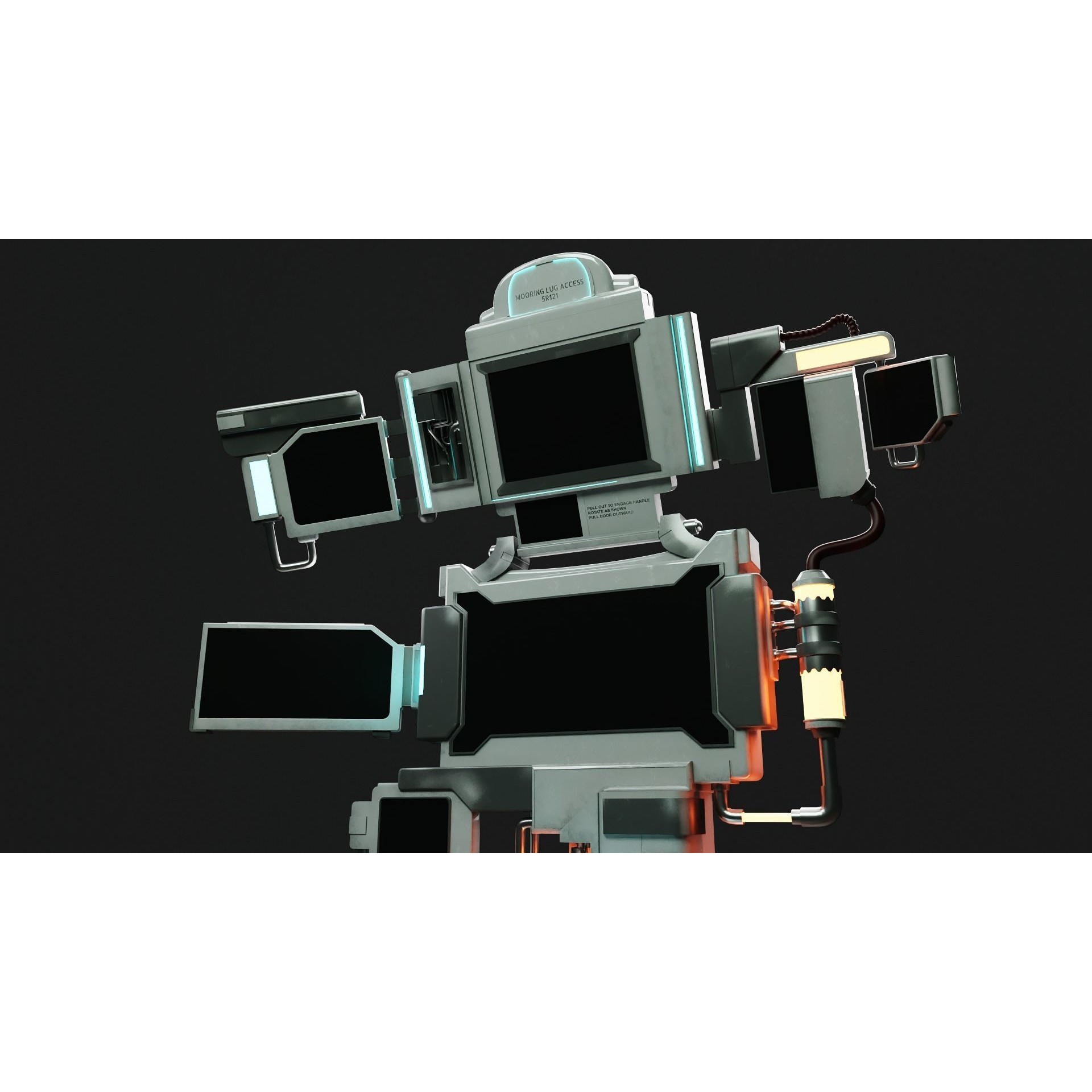 Sci-Fi Control Room Set - Low-Poly Game-Ready 3D Model - View 10