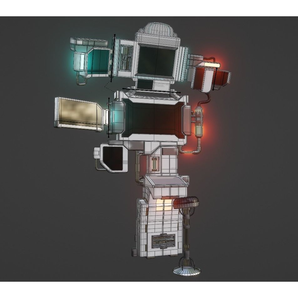 Sci-Fi Control Room Set - Low-Poly Game-Ready 3D Model - View 11