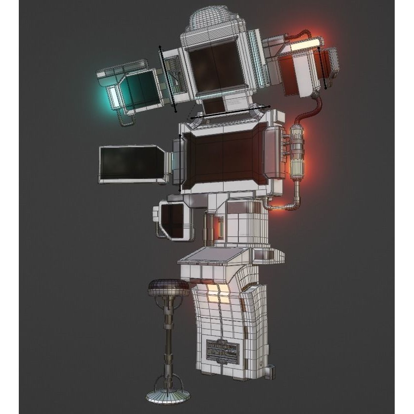 Sci-Fi Control Room Set - Low-Poly Game-Ready 3D Model - View 14