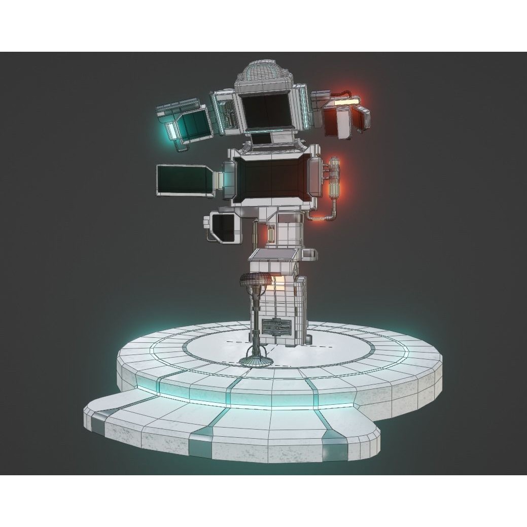 Sci-Fi Control Room Set - Low-Poly Game-Ready 3D Model - View 3