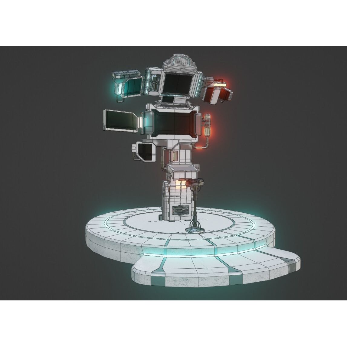 Sci-Fi Control Room Set - Low-Poly Game-Ready 3D Model - View 4