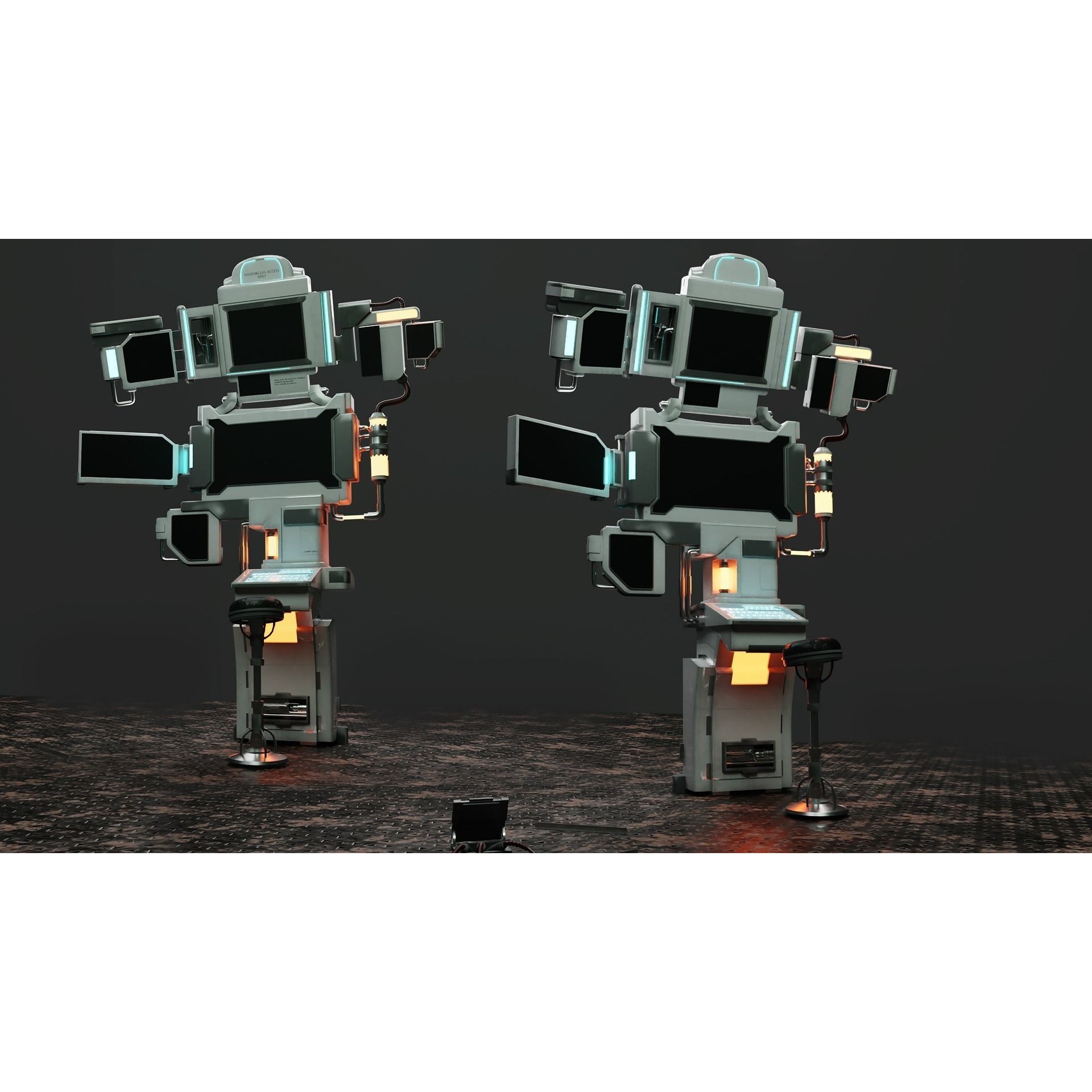 Sci-Fi Control Room Set - Low-Poly Game-Ready 3D Model - View 5