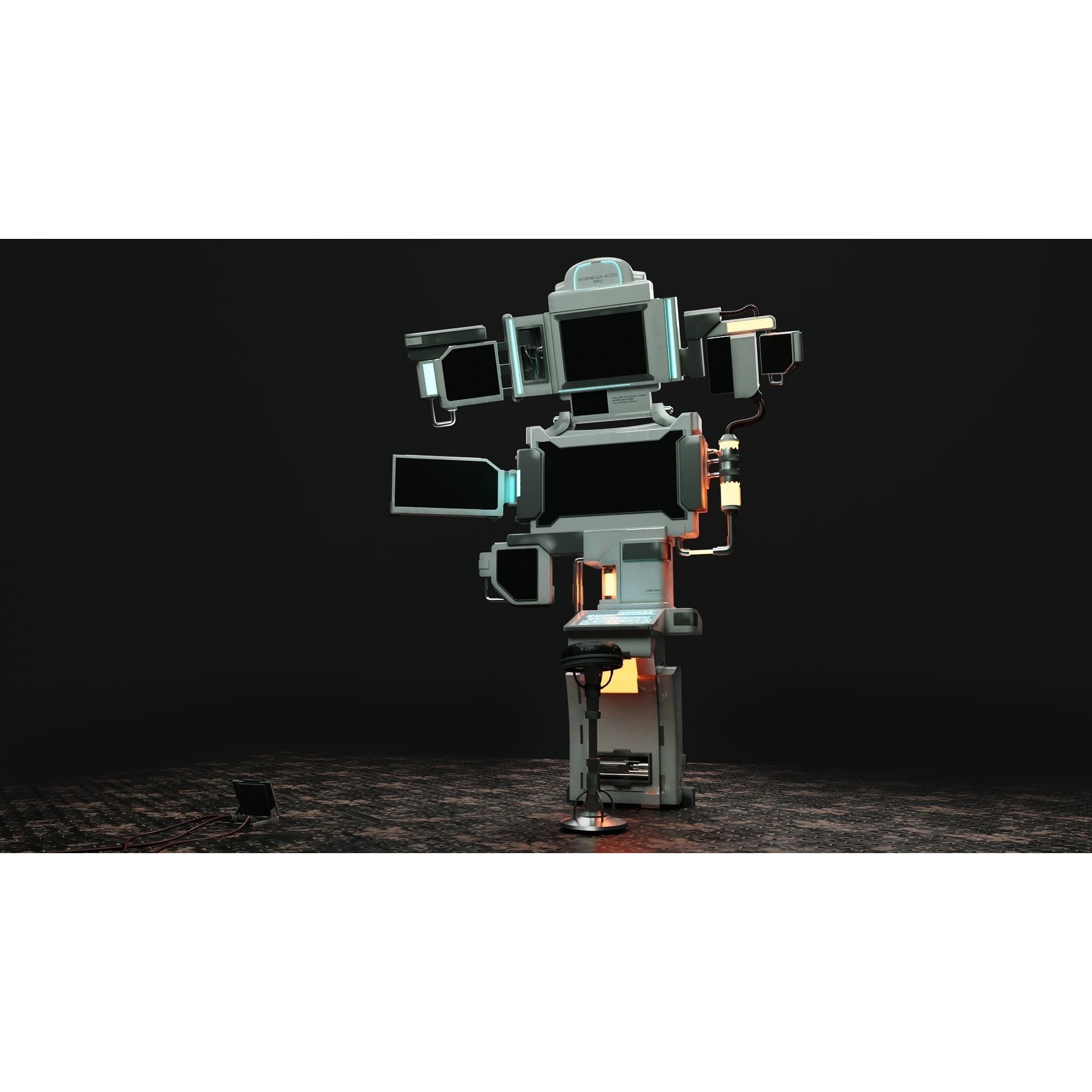 Sci-Fi Control Room Set - Low-Poly Game-Ready 3D Model - View 7