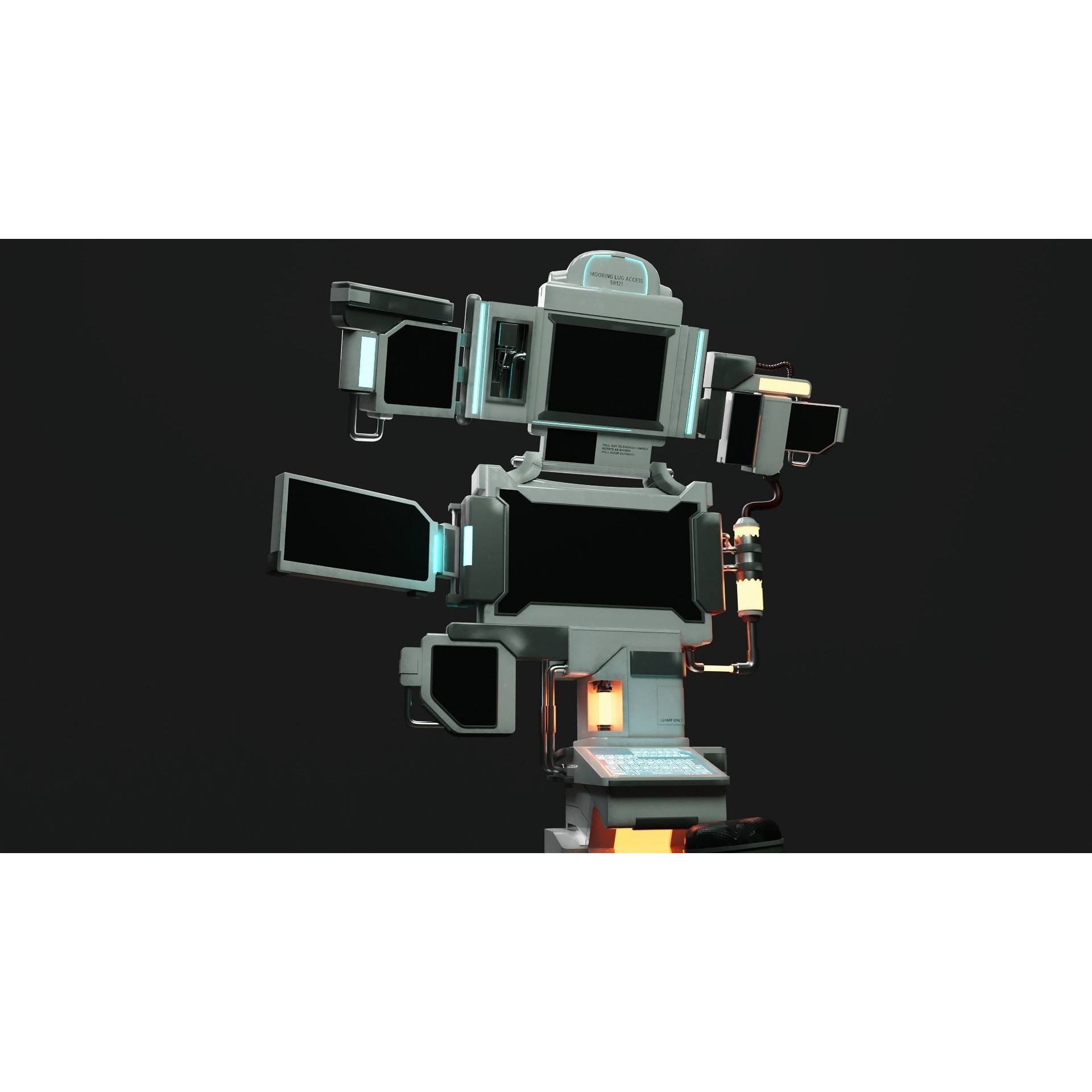 Sci-Fi Control Room Set - Low-Poly Game-Ready 3D Model - View 8