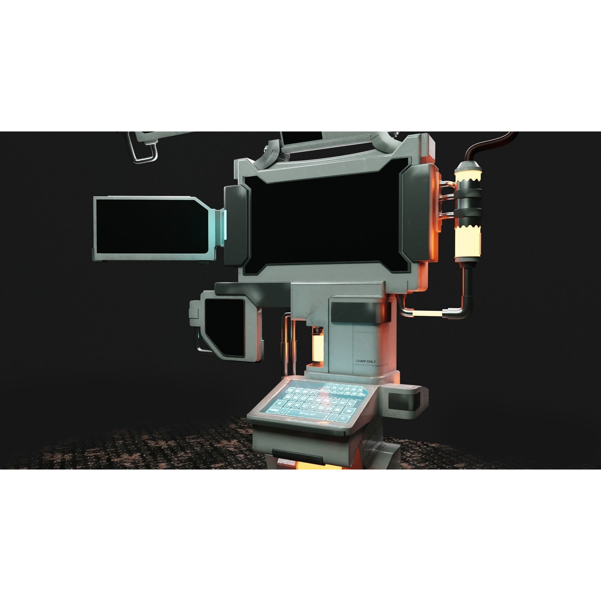 Sci-Fi Control Room Set - Low-Poly Game-Ready 3D Model - View 9