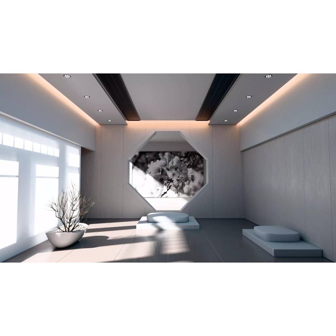 Modern Zen Meditation Space 3D Model – High Poly Interior Asset, Blender, FBX