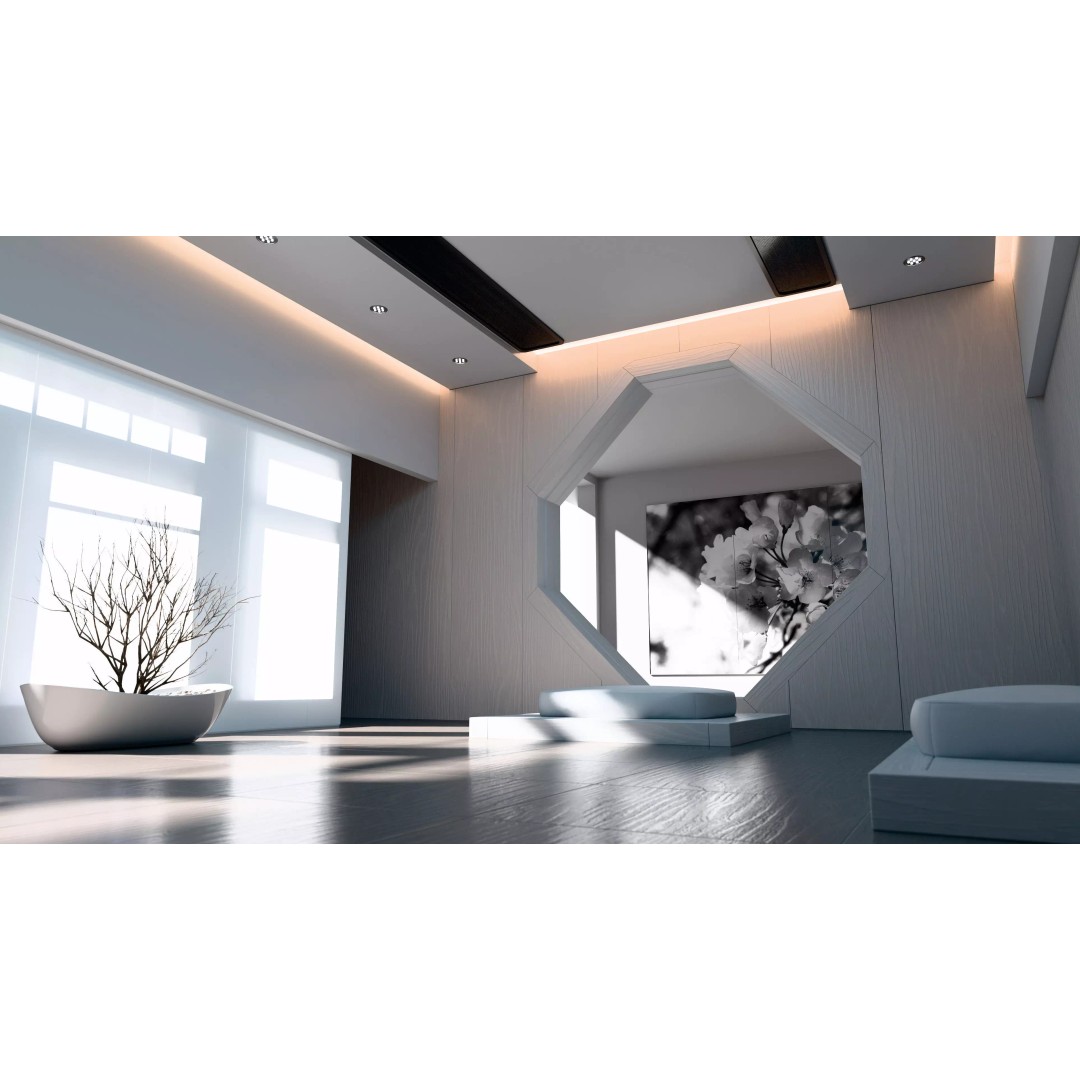 Modern Zen Meditation Space 3D Model – High Poly Interior Asset, Blender, FBX - View 4