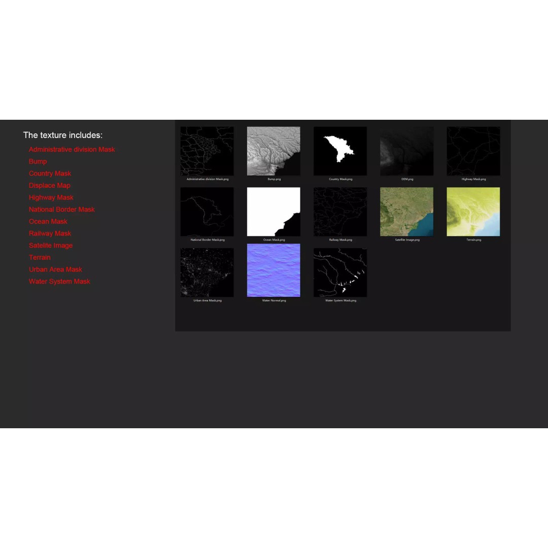 Moldova Map 3D Model – 8K Realistic Satellite Terrain, FBX, OBJ