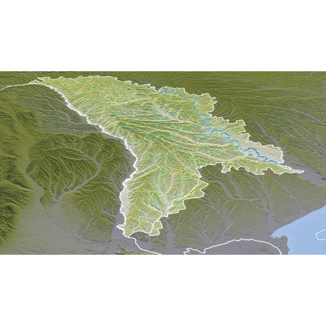Moldova Map 3D Model – 8K Realistic Satellite Terrain, FBX, OBJ - View 12