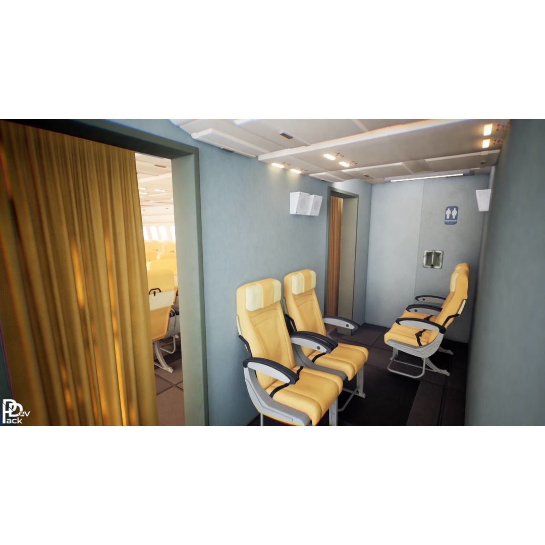 Airplane Interior 3D Model – Low Poly Modular Design, FBX - View 13