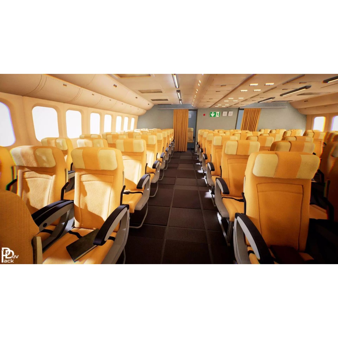 Airplane Interior 3D Model – Low Poly Modular Design, FBX - View 2