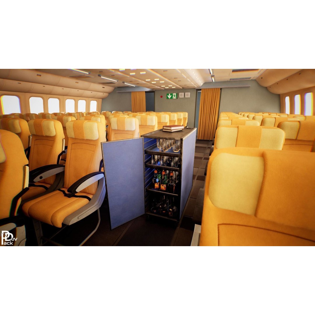 Airplane Interior 3D Model – Low Poly Modular Design, FBX - View 4