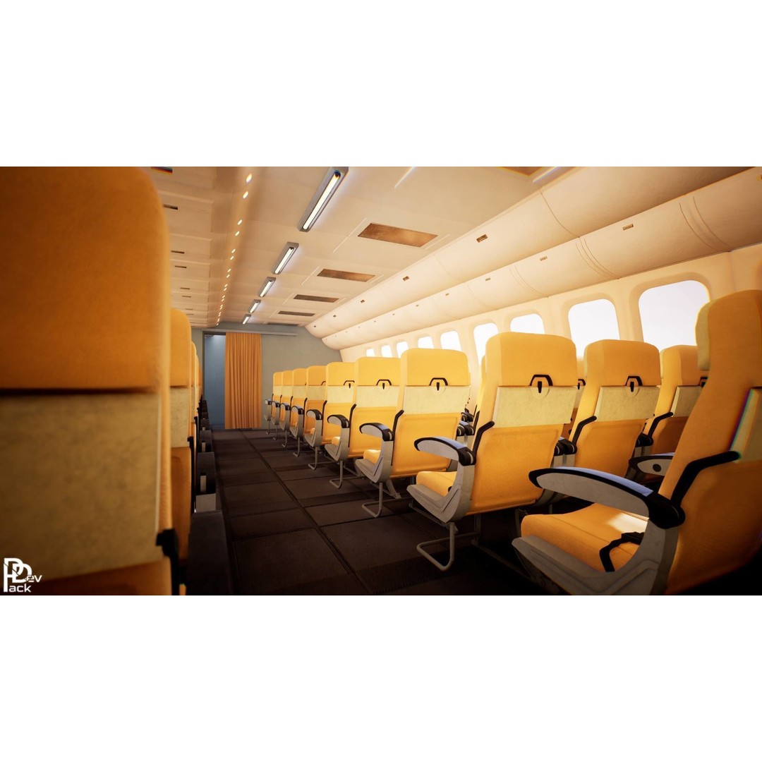 Airplane Interior 3D Model – Low Poly Modular Design, FBX - View 5