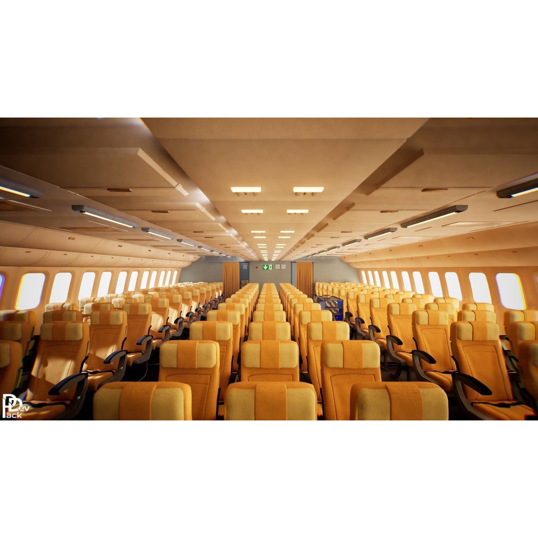 Airplane Interior 3D Model – Low Poly Modular Design, FBX - View 6