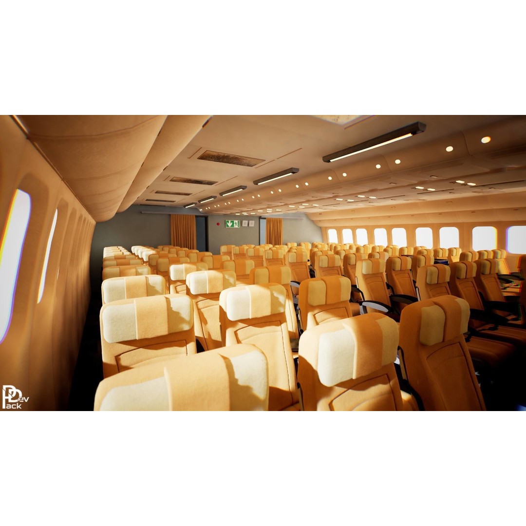 Airplane Interior 3D Model – Low Poly Modular Design, FBX - View 7