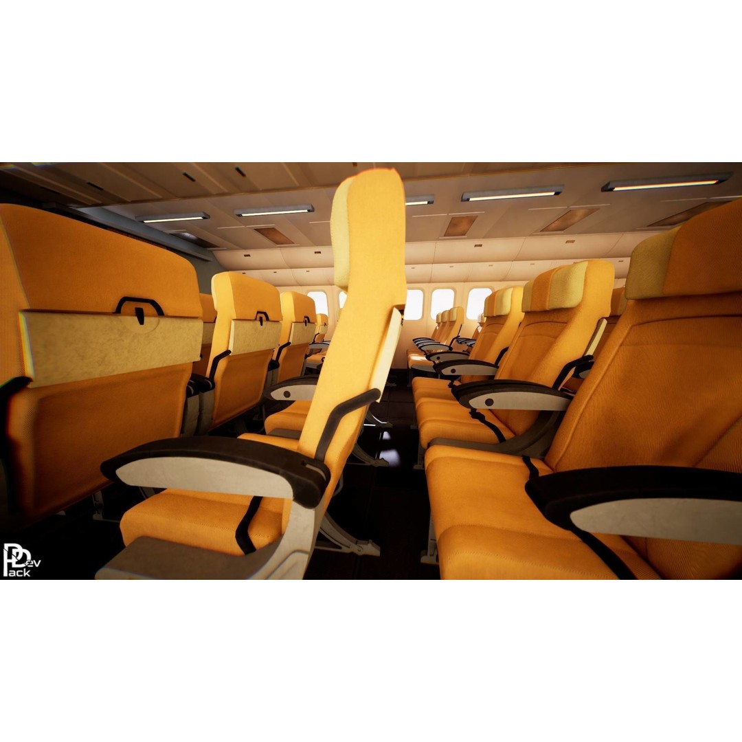 Airplane Interior 3D Model – Low Poly Modular Design, FBX - View 9