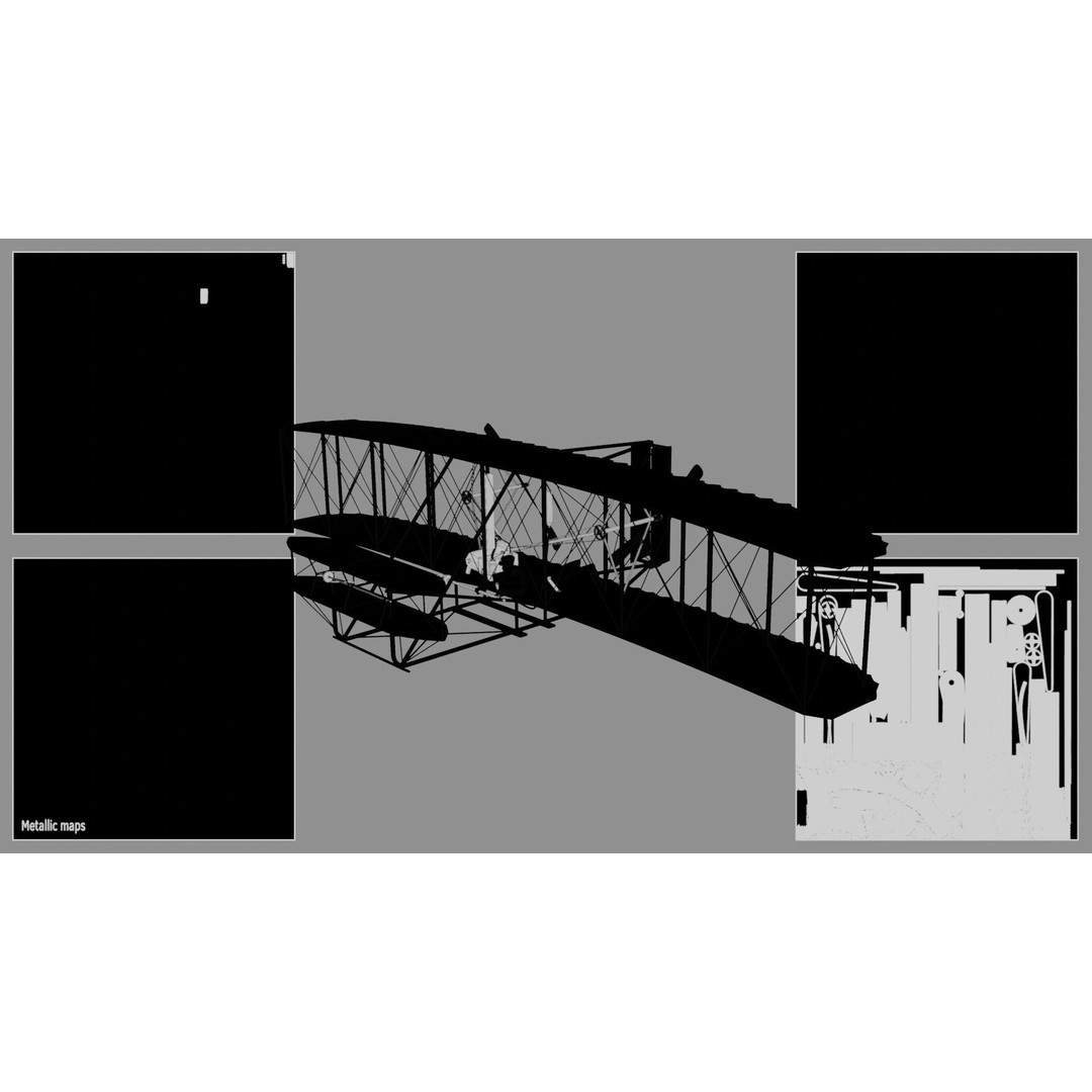 Wright Flyer 3D Model – Historic Aircraft with Rigging and PBR Textures - View 13