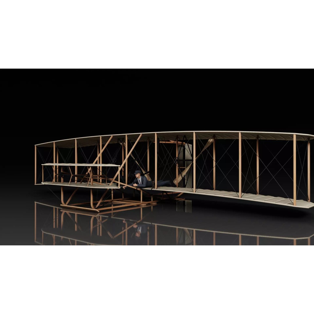 Wright Flyer 3D Model – Historic Aircraft with Rigging and PBR Textures - View 2