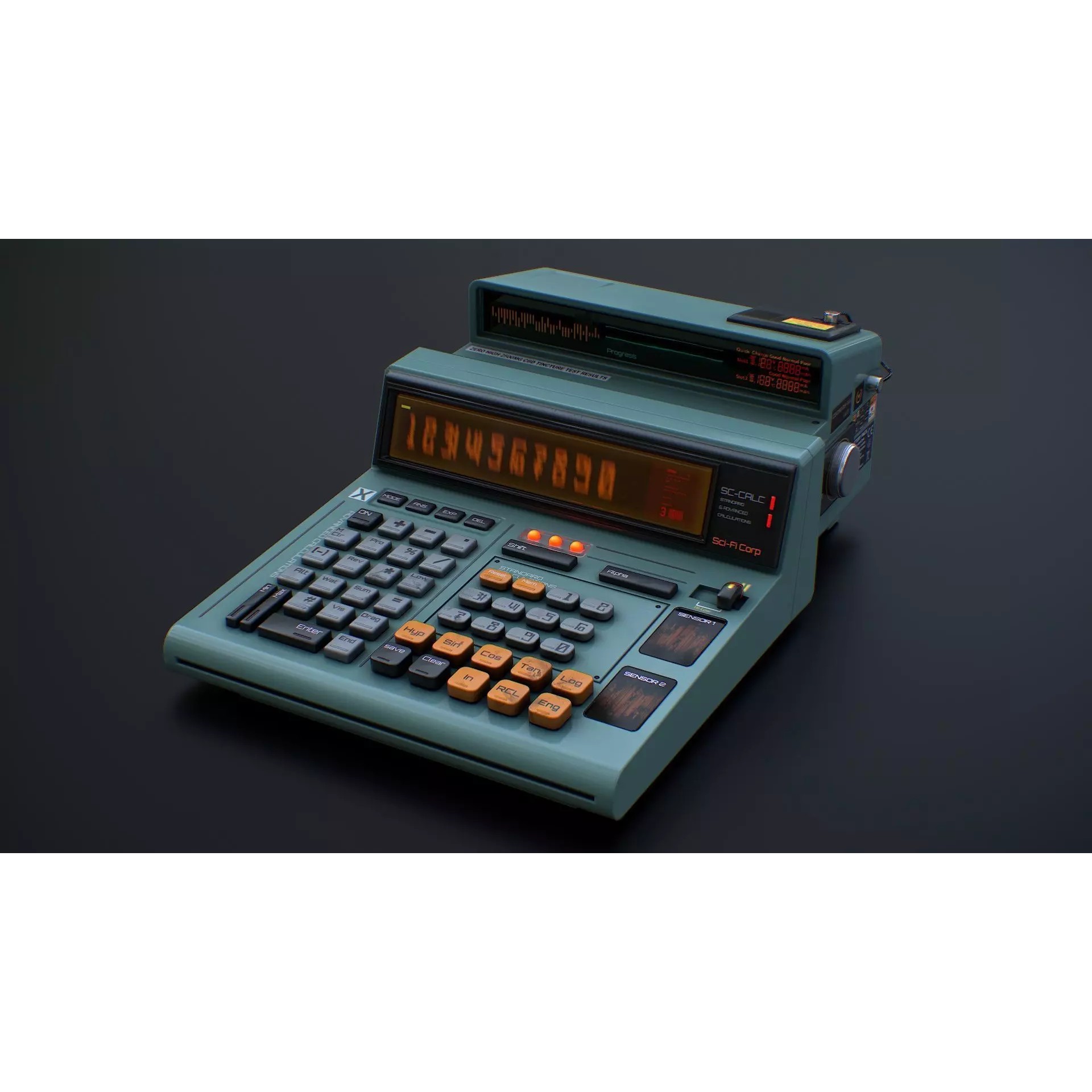 Sci-Fi Calculator - Low-Poly Game-Ready 3D Model - View 2