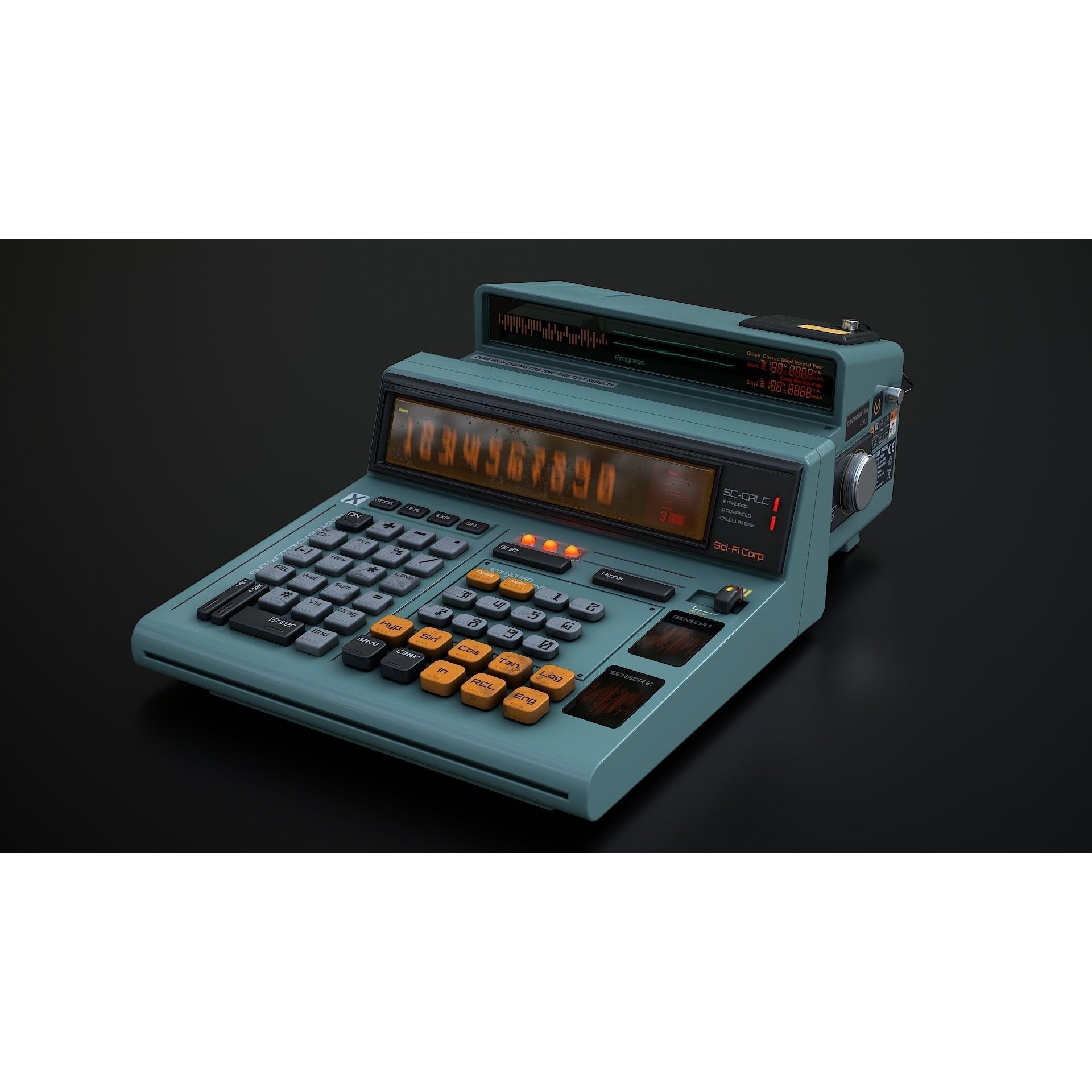 Sci-Fi Calculator - Low-Poly Game-Ready 3D Model - View 9
