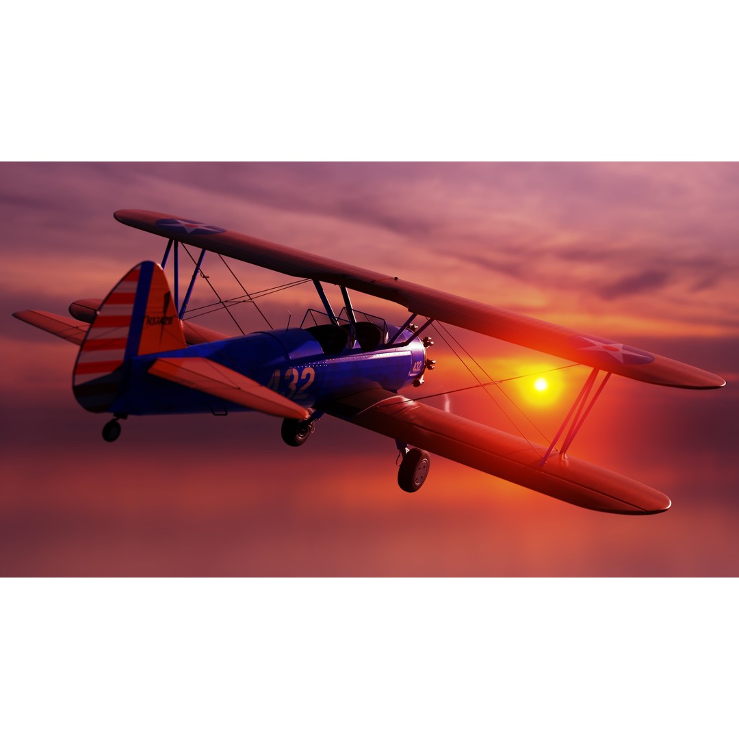 Boeing-Stearman Model 75 Biplane 3D Model – Rigged PBR Asset for Blender - View 12