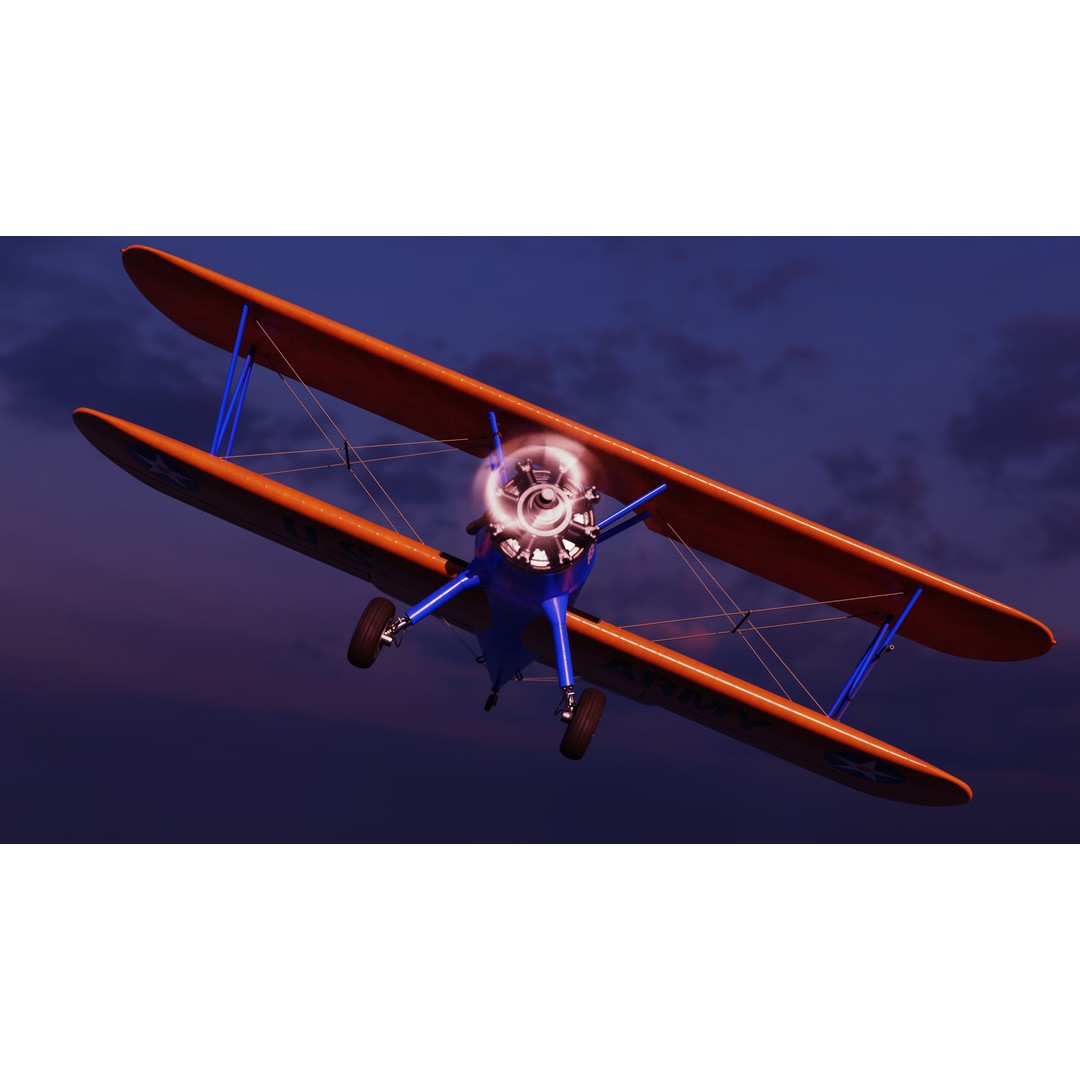 Boeing-Stearman Model 75 Biplane 3D Model – Rigged PBR Asset for Blender - View 15