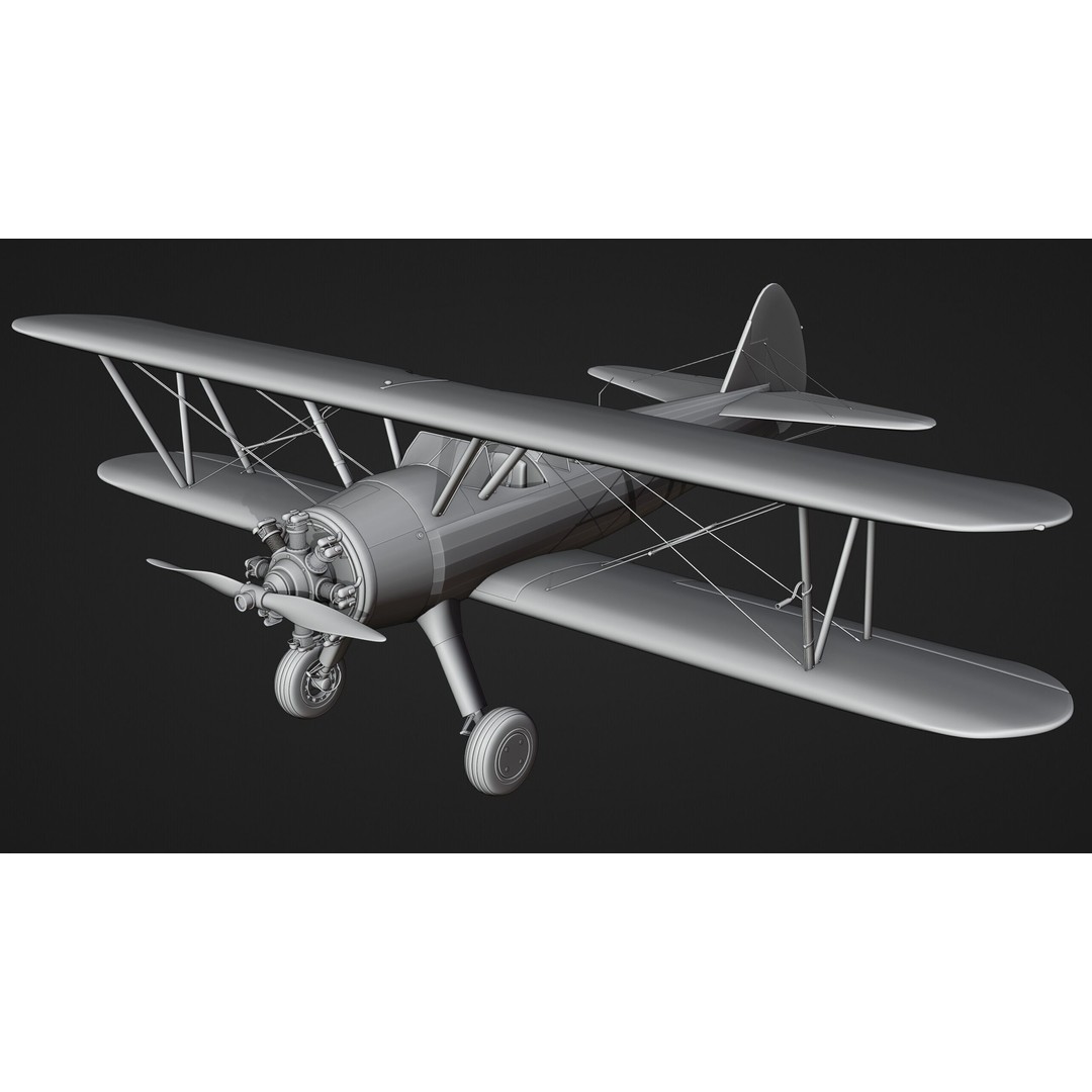Boeing-Stearman Model 75 Biplane 3D Model – Rigged PBR Asset for Blender - View 16