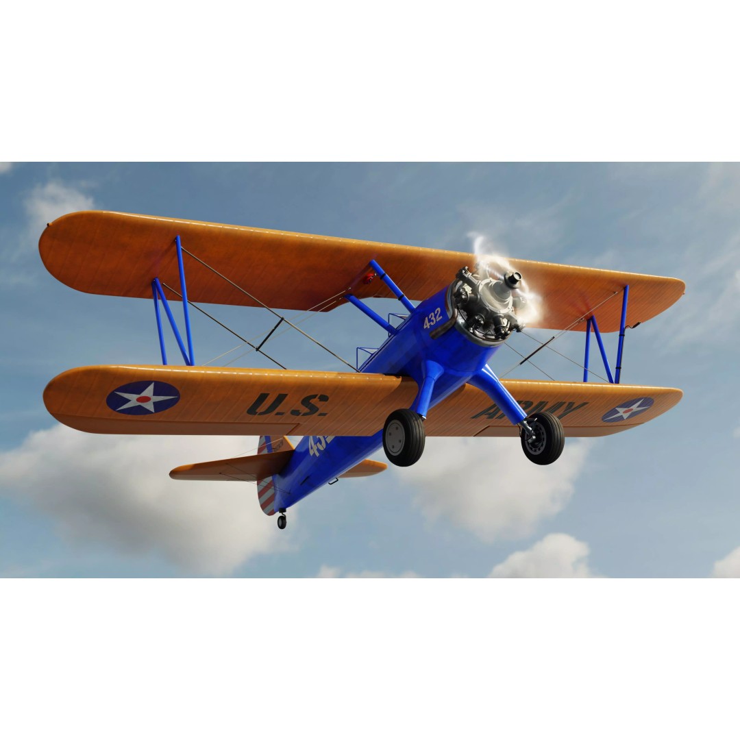 Boeing-Stearman Model 75 Biplane 3D Model – Rigged PBR Asset for Blender - View 2