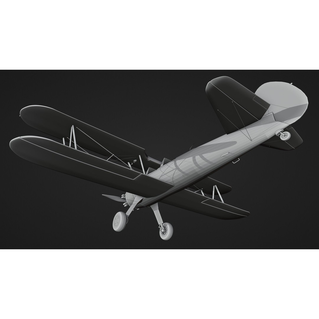 Boeing-Stearman Model 75 Biplane 3D Model – Rigged PBR Asset for Blender - View 22