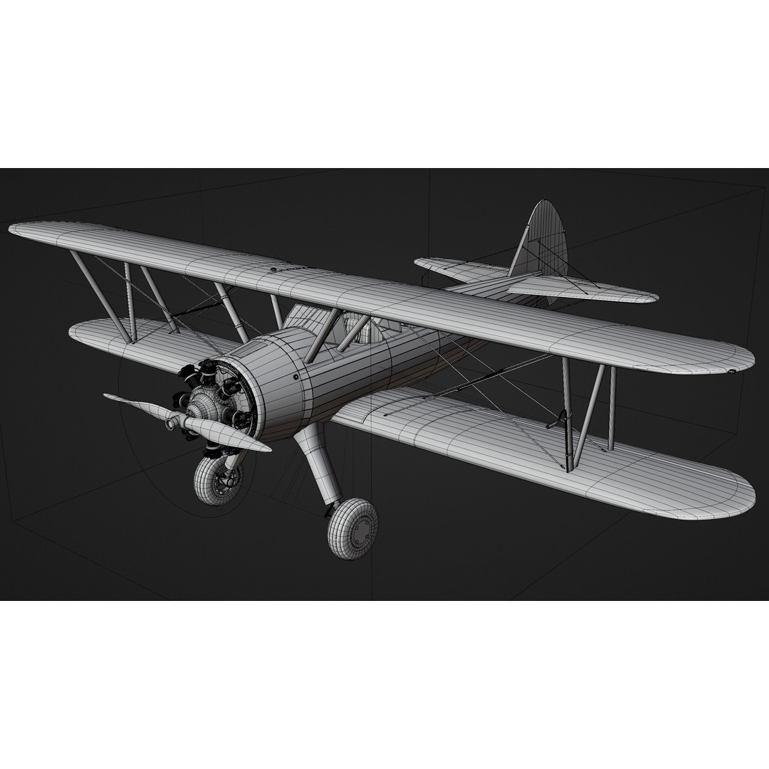 Boeing-Stearman Model 75 Biplane 3D Model – Rigged PBR Asset for Blender - View 24