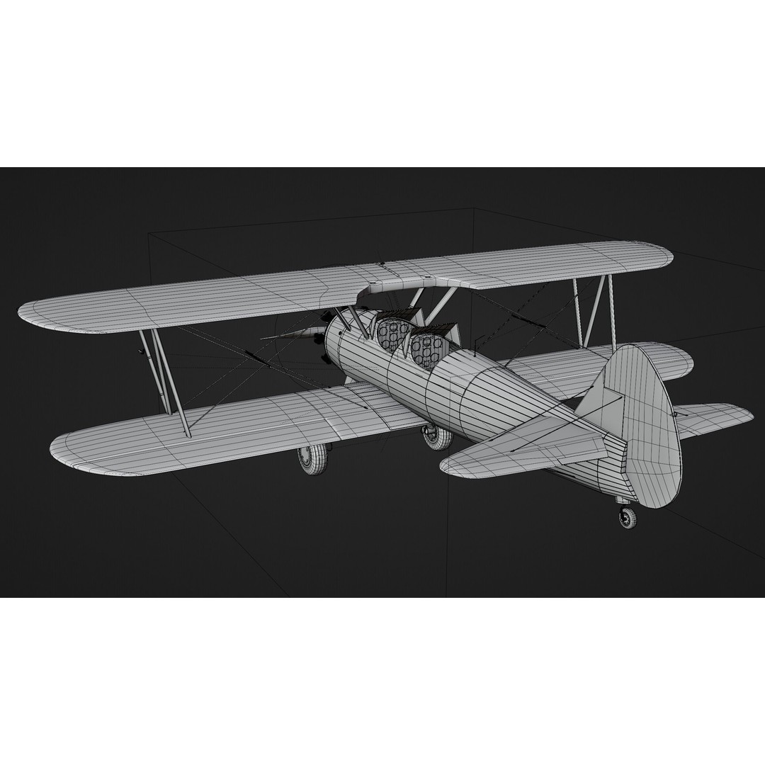 Boeing-Stearman Model 75 Biplane 3D Model – Rigged PBR Asset for Blender - View 25