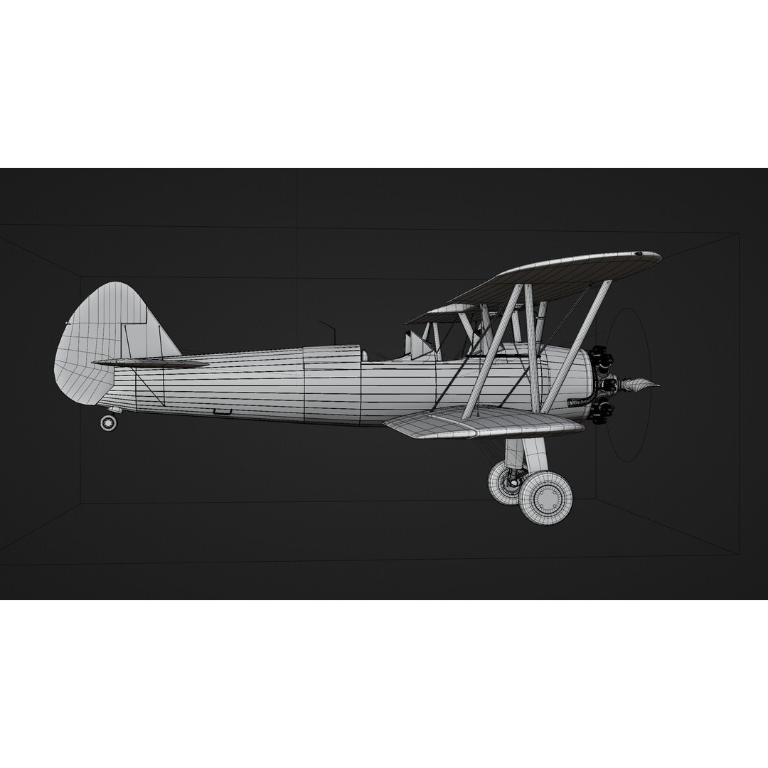 Boeing-Stearman Model 75 Biplane 3D Model – Rigged PBR Asset for Blender - View 26