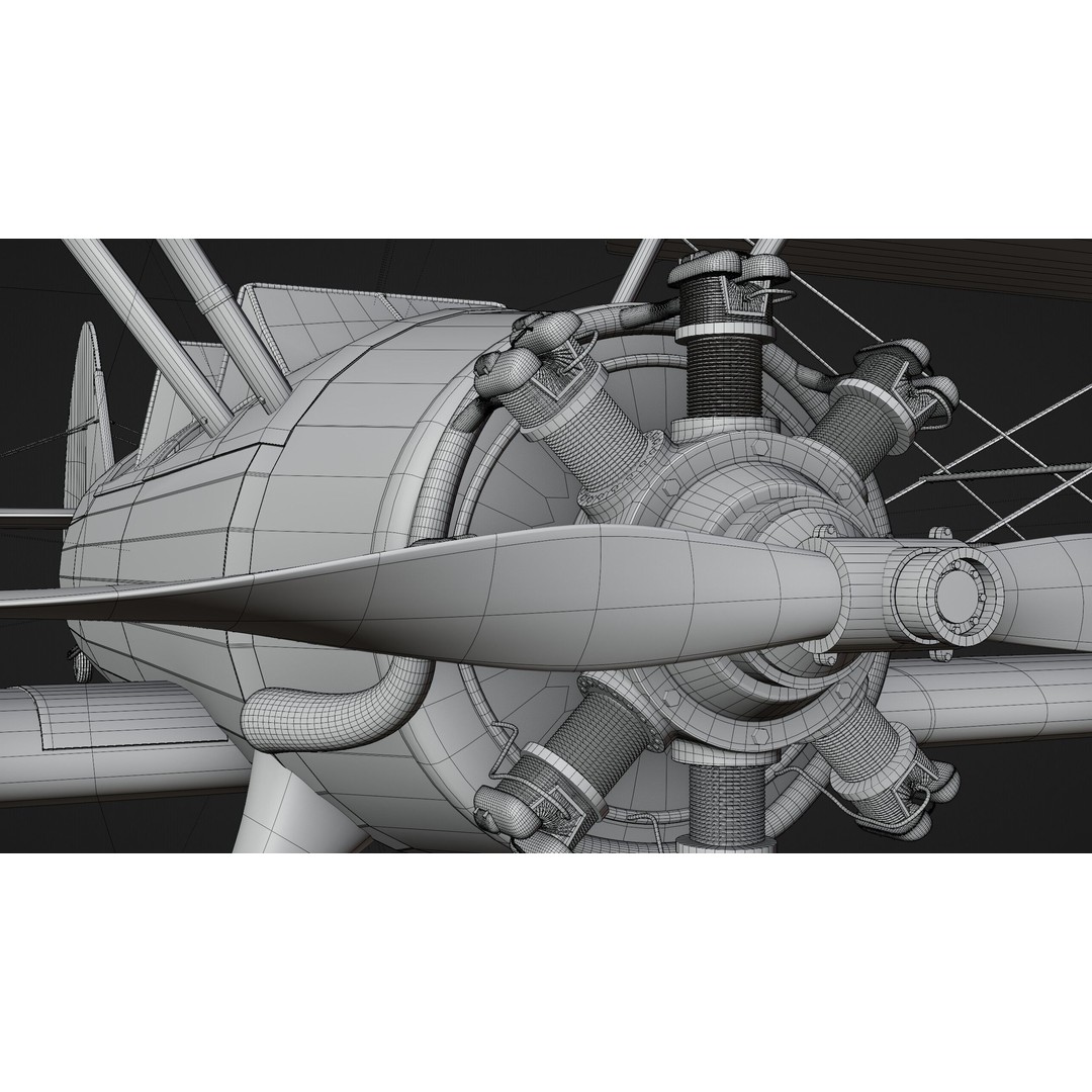 Boeing-Stearman Model 75 Biplane 3D Model – Rigged PBR Asset for Blender - View 27