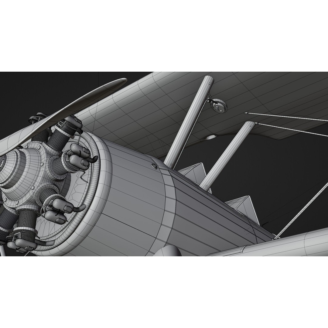 Boeing-Stearman Model 75 Biplane 3D Model – Rigged PBR Asset for Blender - View 30