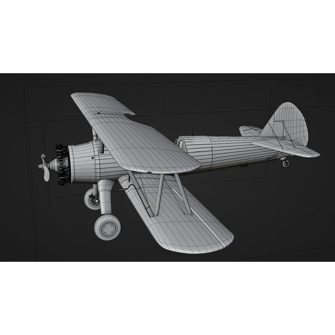 Boeing-Stearman Model 75 Biplane 3D Model – Rigged PBR Asset for Blender - View 33