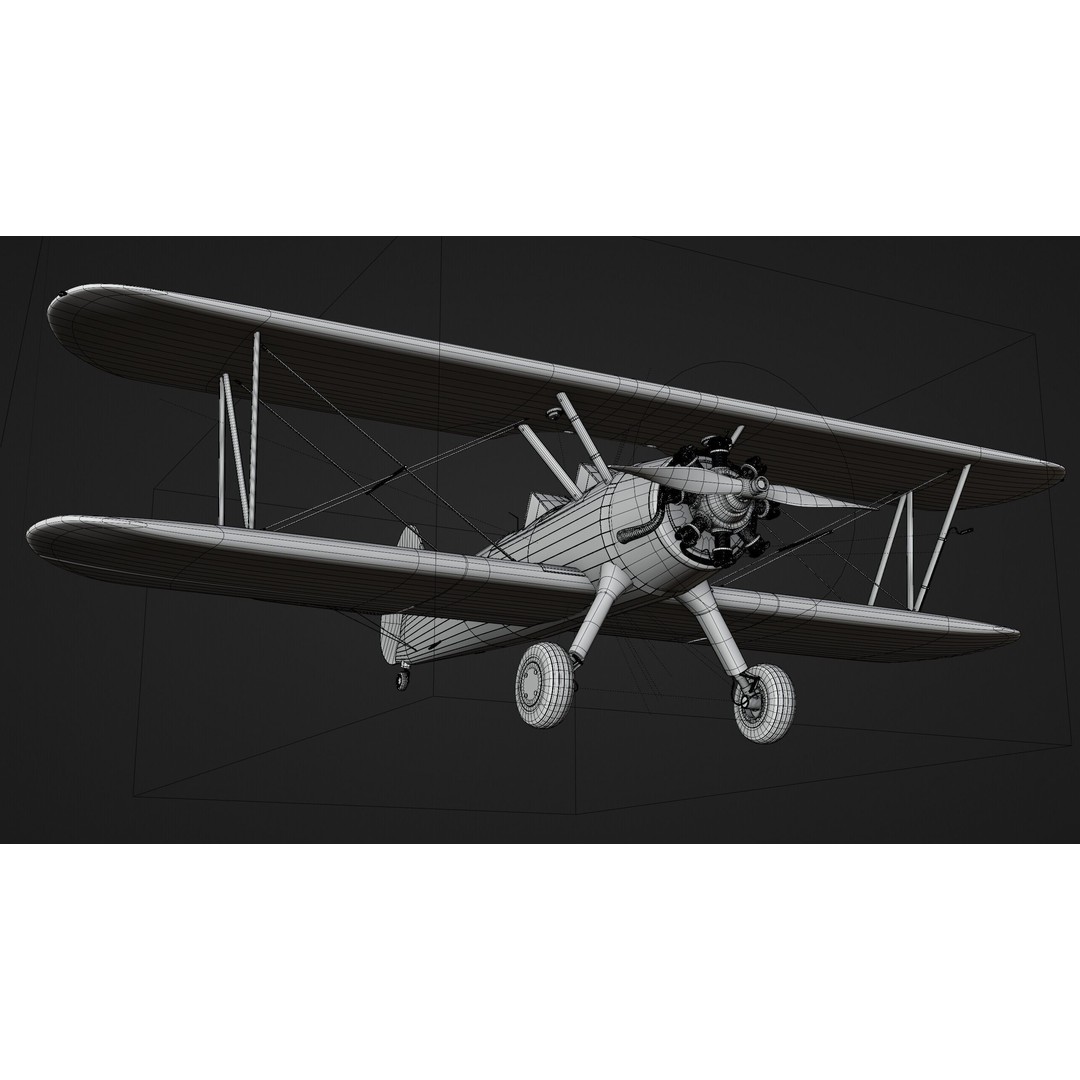 Boeing-Stearman Model 75 Biplane 3D Model – Rigged PBR Asset for Blender - View 34