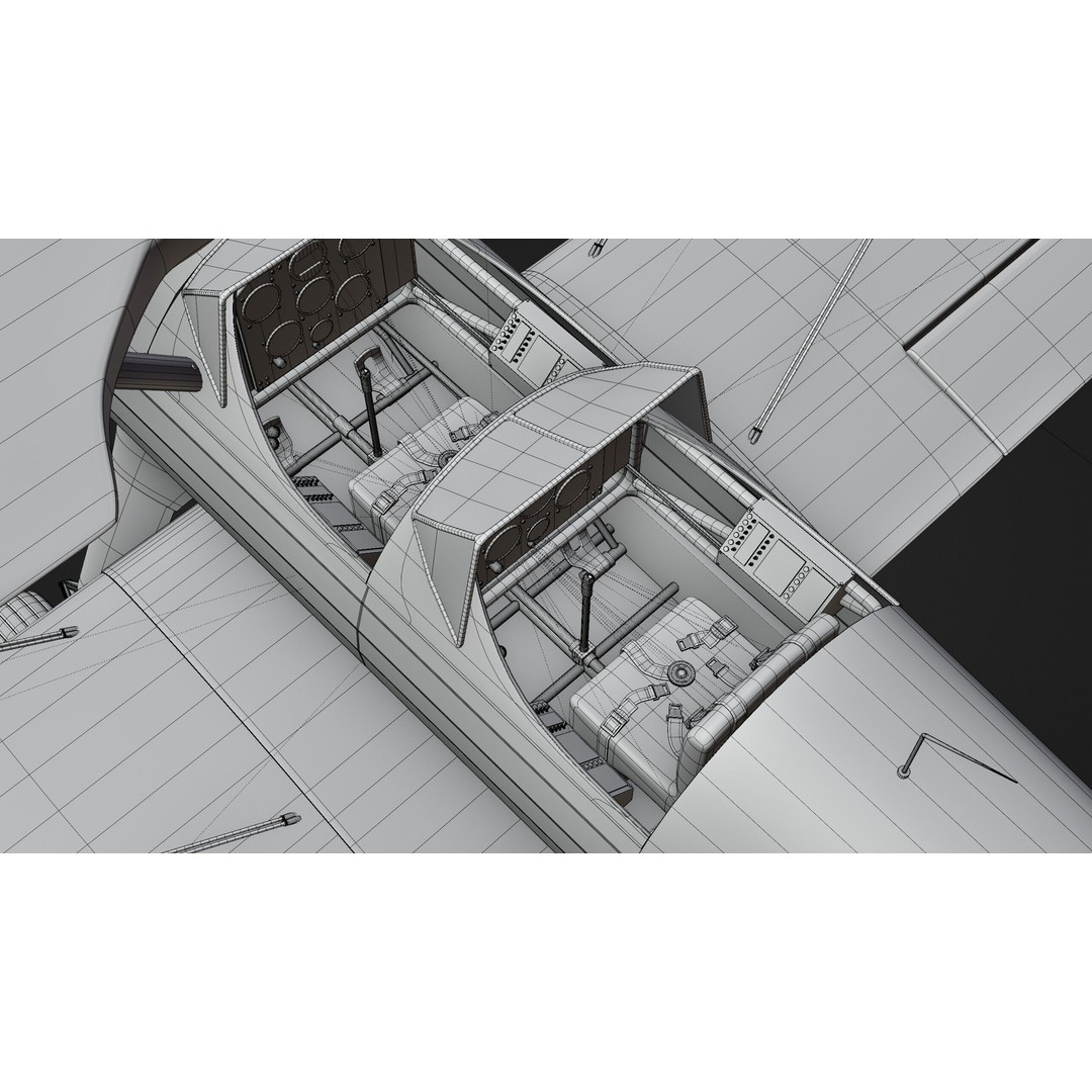 Boeing-Stearman Model 75 Biplane 3D Model – Rigged PBR Asset for Blender - View 37