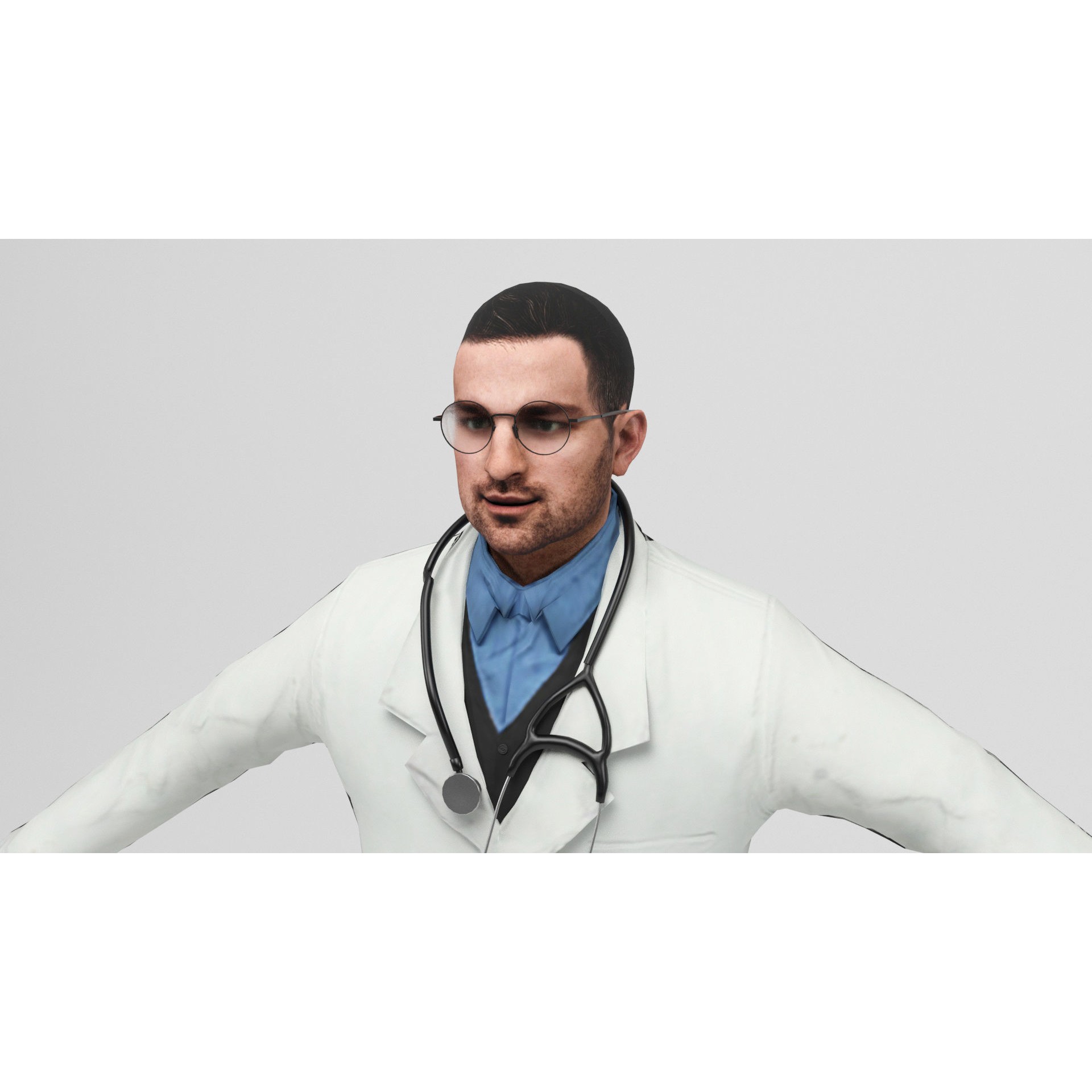 Doctor - Low-Poly Game-Ready 3D Model - View 8