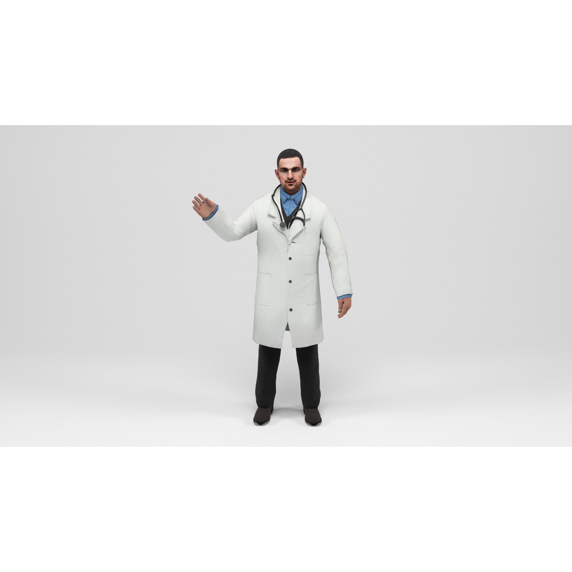 Doctor - Low-Poly Game-Ready 3D Model - View 9