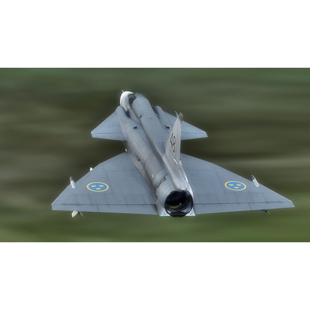Saab 37 Viggen 3D Model – Fully Rigged Low-Poly Aircraft, FBX - View 10