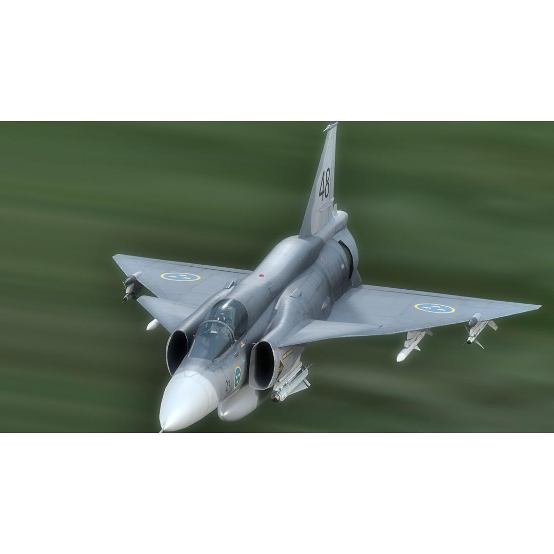 Saab 37 Viggen 3D Model – Fully Rigged Low-Poly Aircraft, FBX - View 11