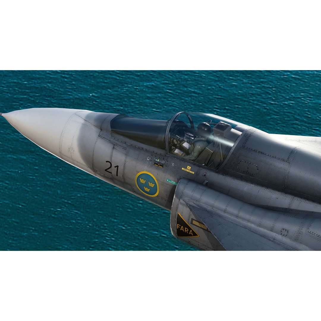 Saab 37 Viggen 3D Model – Fully Rigged Low-Poly Aircraft, FBX - View 19