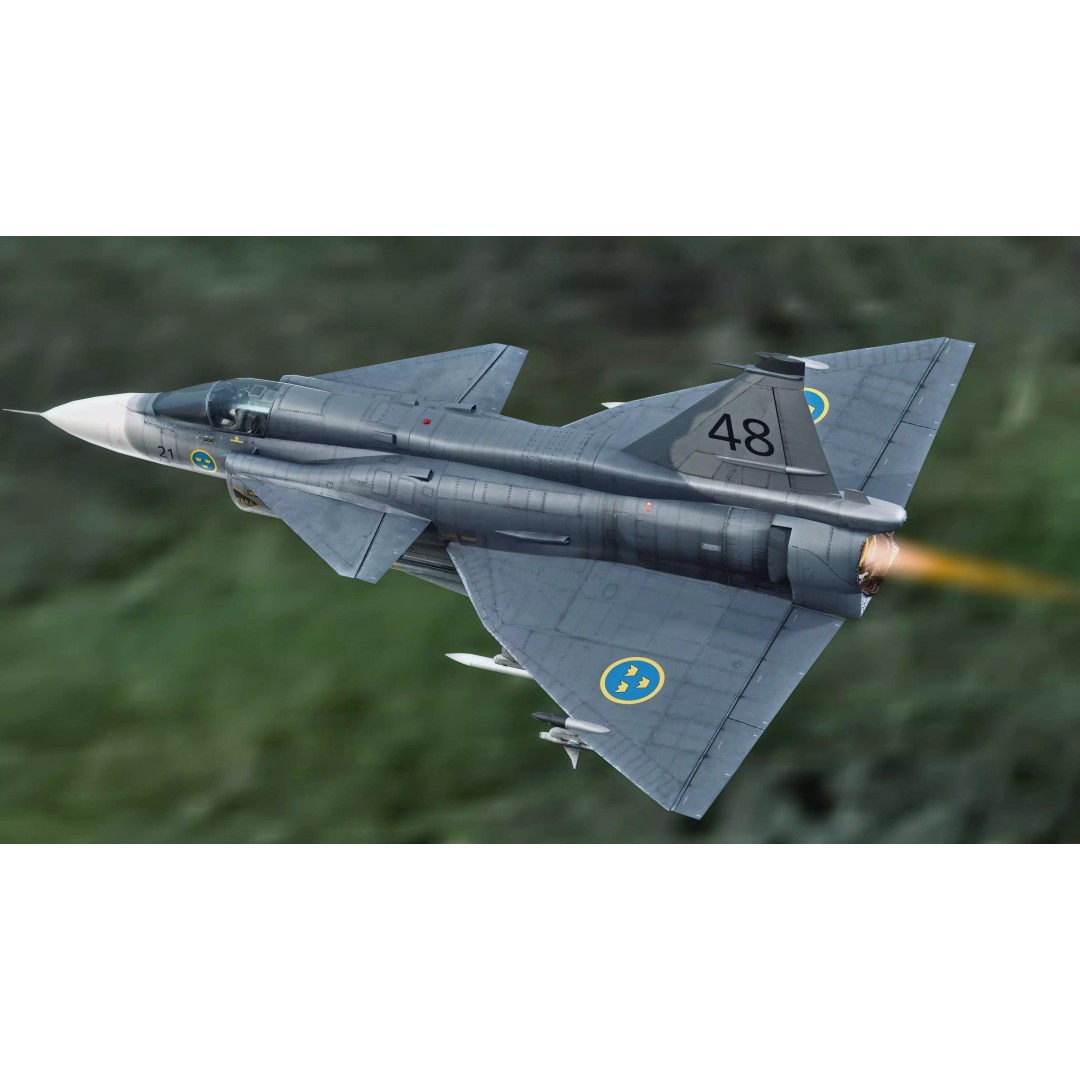 Saab 37 Viggen 3D Model – Fully Rigged Low-Poly Aircraft, FBX - View 2