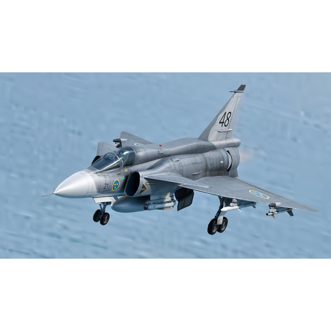 Saab 37 Viggen 3D Model – Fully Rigged Low-Poly Aircraft, FBX - View 5
