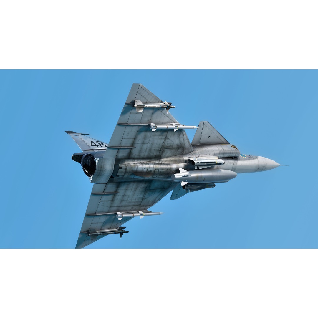 Saab 37 Viggen 3D Model – Fully Rigged Low-Poly Aircraft, FBX - View 7