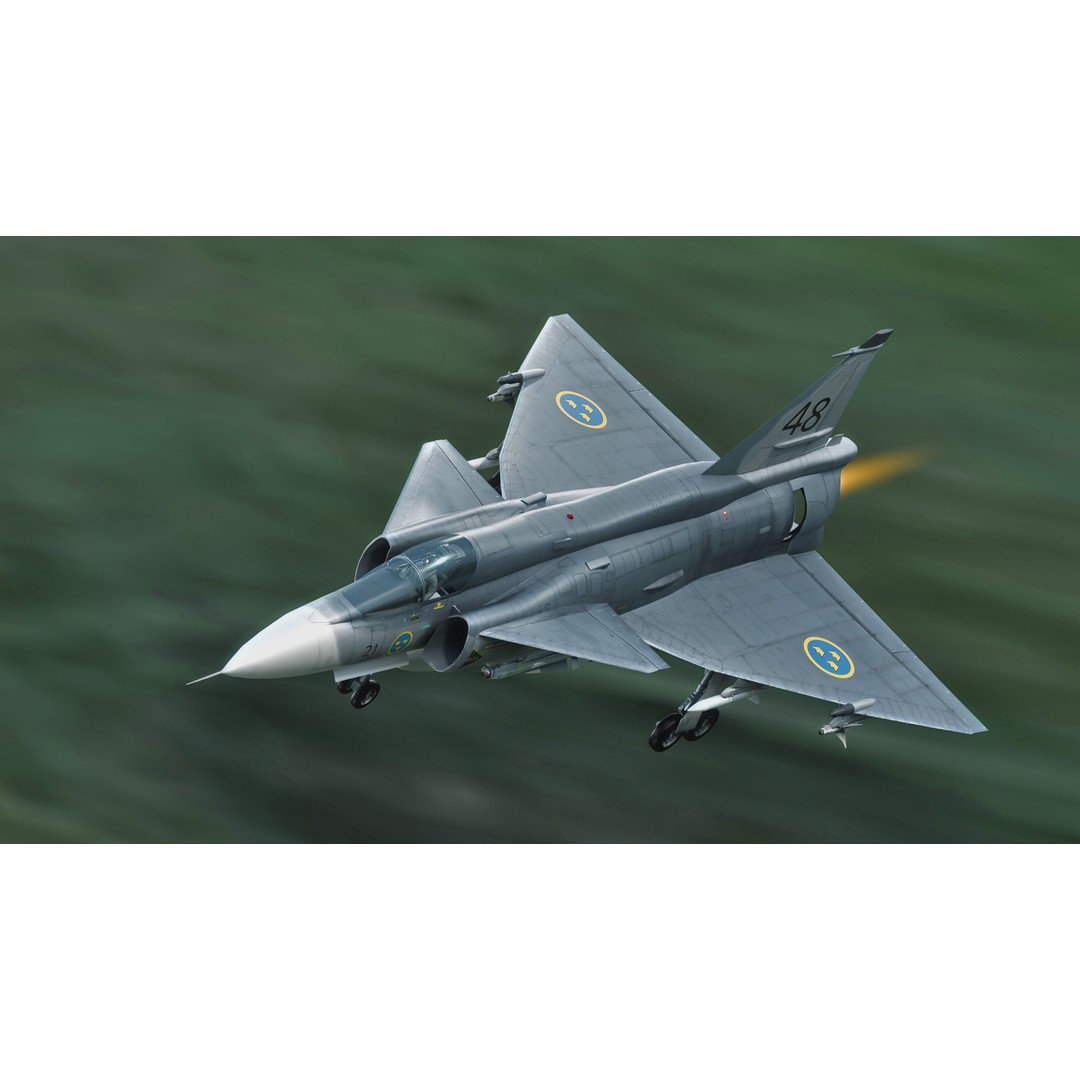 Saab 37 Viggen 3D Model – Fully Rigged Low-Poly Aircraft, FBX - View 8