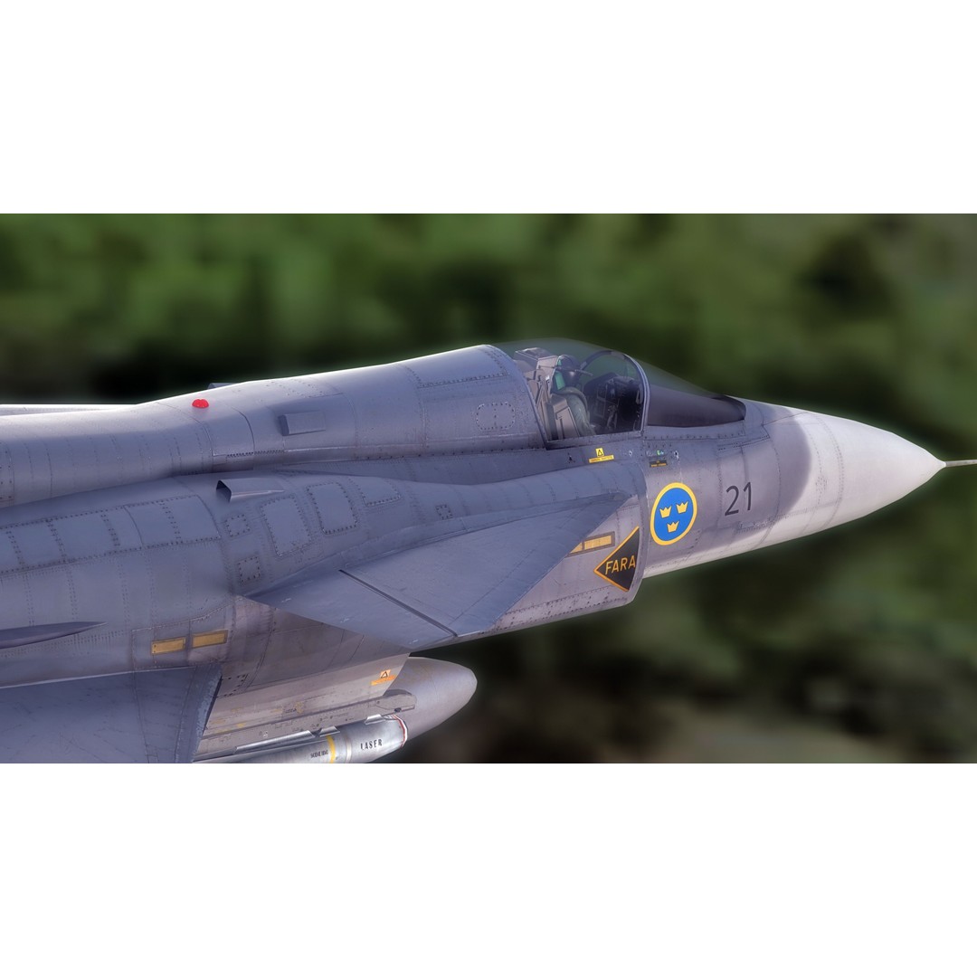 Saab 37 Viggen 3D Model – Fully Rigged Low-Poly Aircraft, FBX - View 9